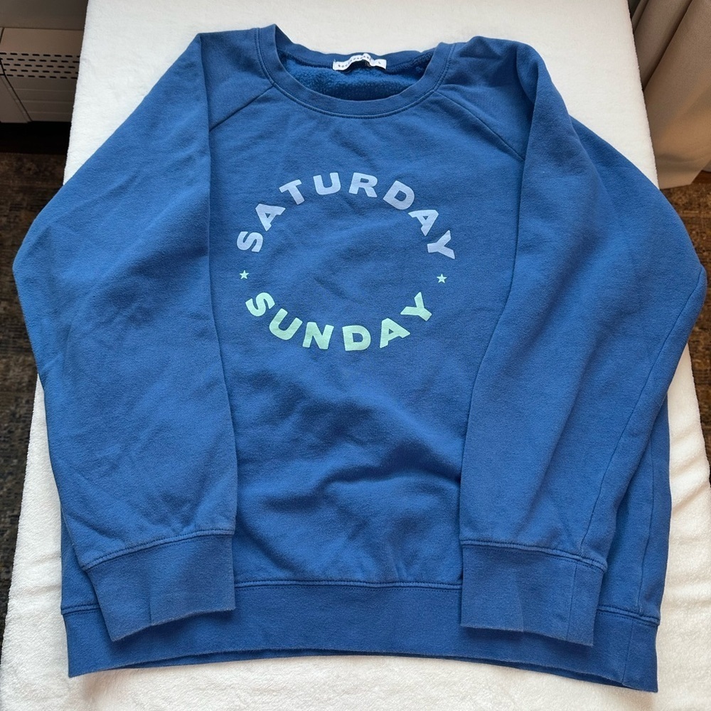 South Parade Saturday Sunday Blue Crewneck sweatshirt size L - Picture 7 of 9